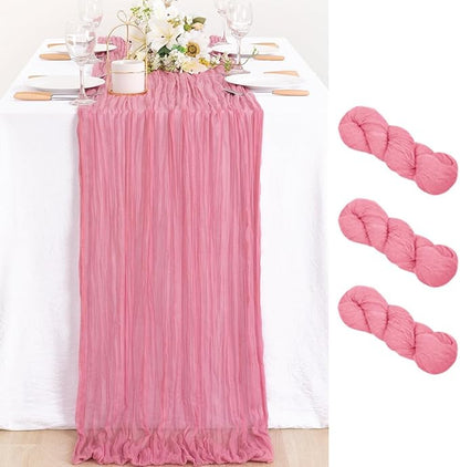 3 Pack Mauve Cheesecloth Table Runner10ft Rustic Sheer Gauze Runner | by MLMC