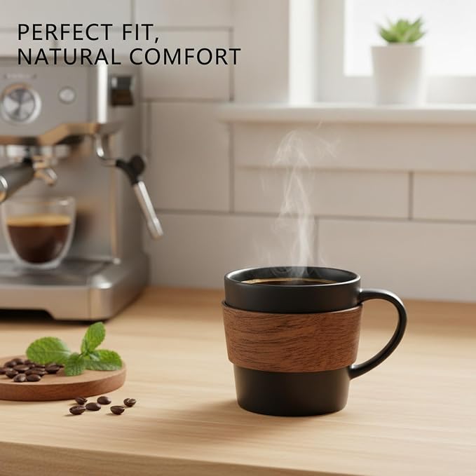 Office Desk & Home Coffee Station Accessory, Wooden Cup Sleeve - Image 2