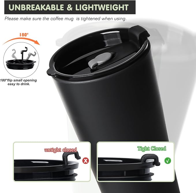 Greentainer 4 Pack Plastic Travel Coffee Mug Set, 20 oz Spill Proof Drinking - Image 5