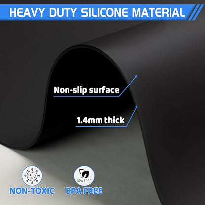 Warome Silicone Mat,36"x 23.6" Heat Resistant Mats for Countertop Protector,Nonstick Silicone Craft Mat/Placemats,Washable Silicone Mats for Kitchen Counter,No Creases Counter Mat-Black