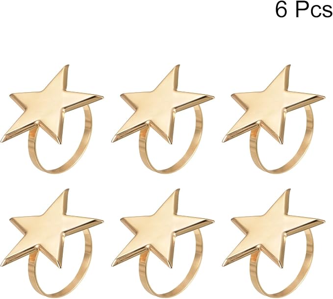 uxcell Metal Napkin Rings Set of 6, Star Napkin Ring Holder Buckle - Image 3