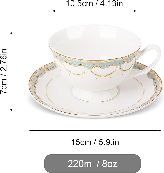fanquare Blue Lace Teacup and Saucers Set - Image 6