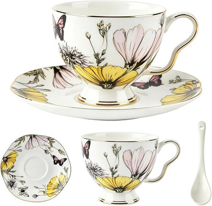 Tea Cup and Saucer Set, Floral by STAREARTH
