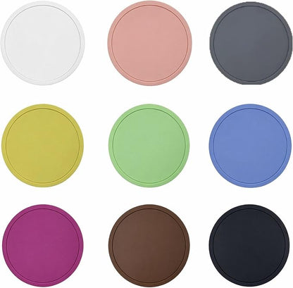 9 Colors Silicone Round Coasters Set, Heat Resistant Non-Slip Drink Coasters by Meisuitd