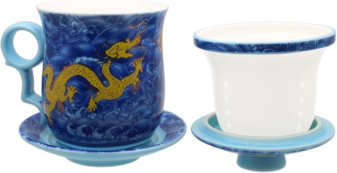 Porcelain Tea Cup with Infuser Lid and Saucer Sets - Image 4