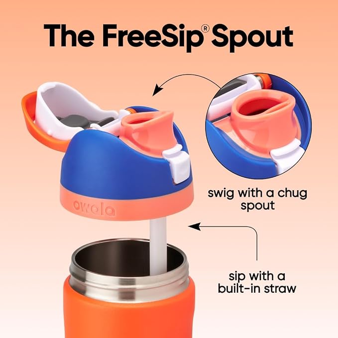 Owala FreeSip Kids Stainless Steel Water Bottle 16 oz Blue Citrus - Image 2
