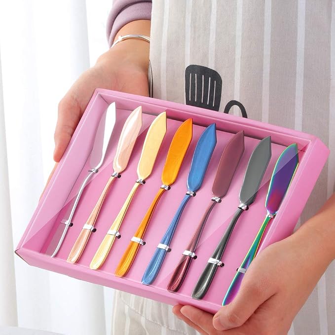 Buyer Star Butter Knives, 18/10 Stainless Steel 6.10 Inch Multicoloured Cheese - Image 2