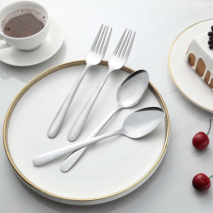 24 Pcs Forks and Spoons Silverware Set, Food Grade Stainless Steel Flatware - Image 5