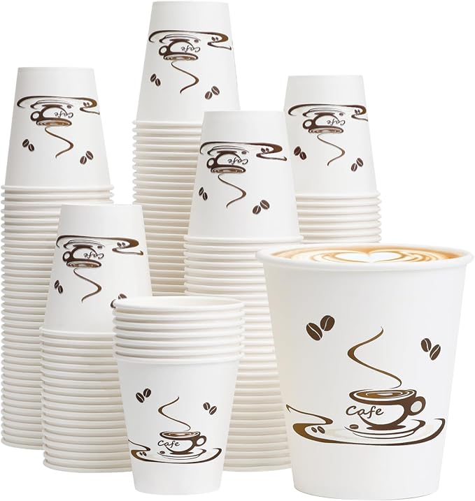 Lamosi 200 Pack 10 oz Coffee Cups, Disposable Paper Cups | Hot/Cold Beverage by BuyNow