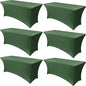 Obstal 6 Pack Stretch Spandex Blackish Green Table Covers for 6 Foot Tables - 6 FT Universal Rectangular Fitted Tablecloth Protector for Wedding, Banquet, Party