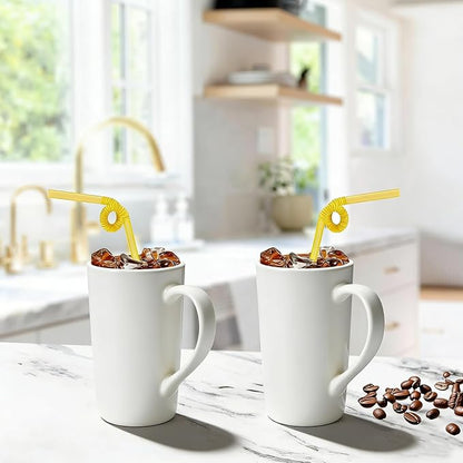 20oz Ceramic Coffee Mugs Set of 2, Large White Coffee Cups - Image 5
