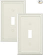 2-Pack Single Toggle Light Switch Cover Plate, Pearls Decorative Switch Plate Covers, Light Almond 1 Gang Metal Wall Plate, Corrosion Resistant