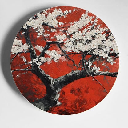 Decorative Ceramic Plates 10'' with Display Stand Delicate Flowering Tree Perfect for Wall Hanging Home and Office Decor DP-267785372