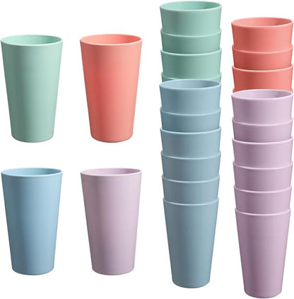 24 Pcs Unbreakable Plastic Cups Set, 20 oz Reusable Plastic Cups, Stackable by StayHealthyStayHappy