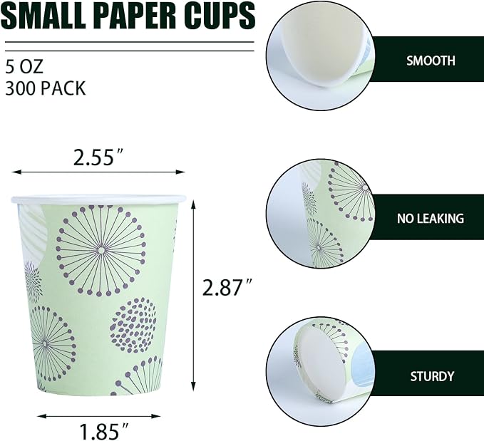 Clawsoff 300 Pack 5 oz Paper Cups Small Disposable Mouthwash Bathroom Cups | - Image 2