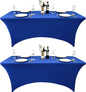 2-Pack 8ft Spandex Table Covers for Rectangle Folding Tables - Washable Elastic Tablecloth - Ultimate Fitted Table Protector for Birthday Parties, Trade Shows, Banquet