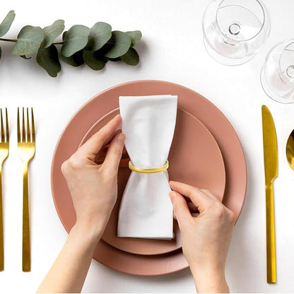 12Pcs Simple Gold Round Napkin Rings, Metal Decorative Table Napkin Holders - Image 2