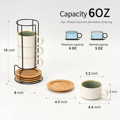 LUKA 6 Ounce Porcelain Stackable Espresso Cups - Image 3