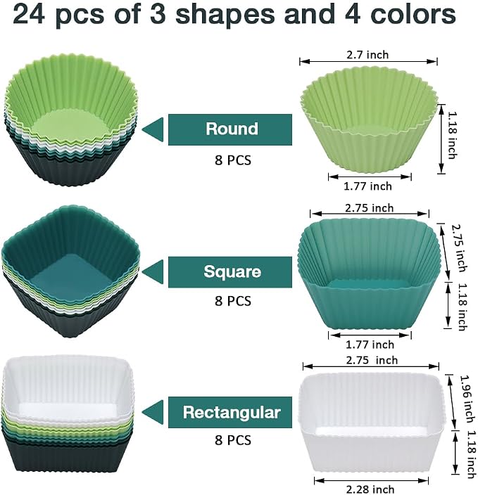 24 Pcs Silicone Lunch Box Divides, Lunch Accessories, 3 Shapes | Reusable - Image 2