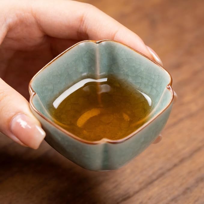 KAMMAK Japanese Tea Cups, 4 Oz Small Handmade Ceramic Teacups, Loose Leaf and - Image 3