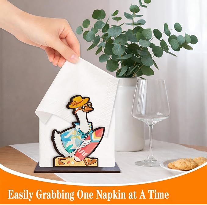Beach Duck Design Wooden Napkin Holder - Image 3