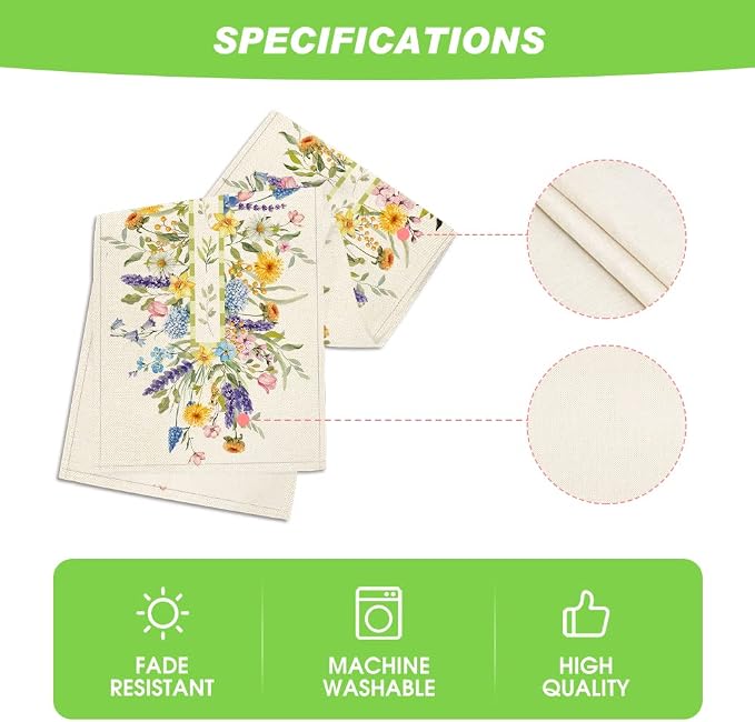 Artoid Mode Bloom Flowers Tulip Spring Table Runner, Seasonal Easter Holiday - Image 5