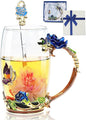 Flower Tea Cup, Butterfly Rose Clear Glass Fancy Coffee Mug by Unknown