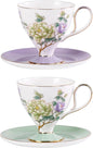 KAMMAK Ceramic Coffee Cups Saucers Set of 2, Porcelain Espresso Cups by KAMMAK