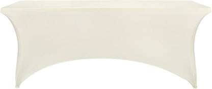 LZY Spandex Table Covers 6 Feet, Stretch/Fitted Table Covers for 6 Feet Folding Table, Rectangular Spandex Table Cloths for Wedding Party or Event (6FT-2PCS, Ivory)