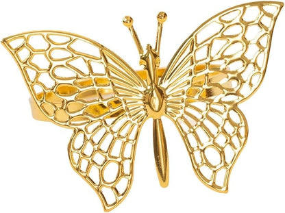 Efavormart 4 Pack | Metallic Gold Laser Cut Butterfly Napkin Rings, Decorative - Image 7