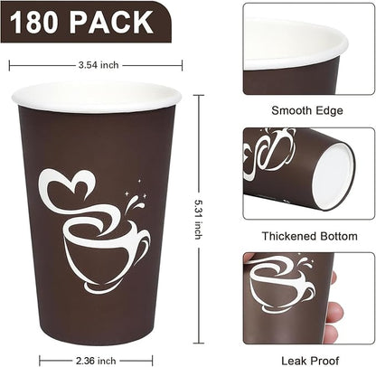 Clawsoff 16 oz 180 Count Paper Coffee Cups Disposable Hot Coffee Cups Brown | - Image 2