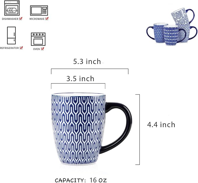 Selamica Ceramic Coffee Mugs Set of 4 - Image 3