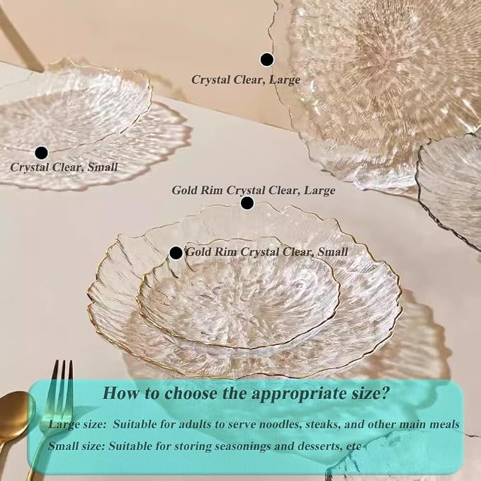 Glass Salad Bowl Irregular Lotus Flower Shape Serving Bowls, Mixing Nut Bowls - Image 3