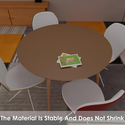 Round Table Pad, 1.8mm Thick, Dia.30 Inch, Leather Table Cover, Dining Table Protector, Mud Color + Champagne Gold