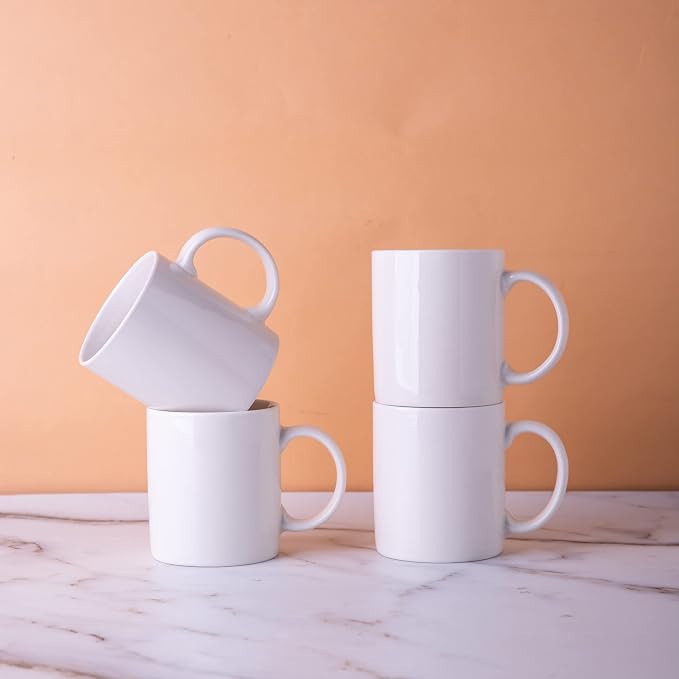 GBhome White Coffee Mugs Set of 12, 12 oz Ceramic Coffee Cups | Classic COffee - Image 5