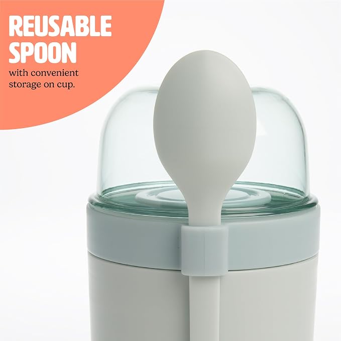 Tasty Travel Snack Cups with Spoons, On-The-Go Snacking, Divided Compartments - Image 5
