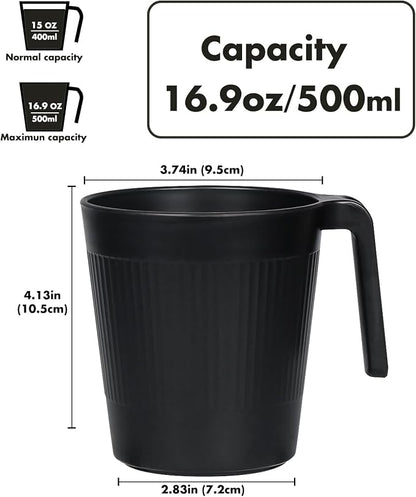 Greentainer Ribbed Drinking Glasses Coffee Mugs Set of 8, Plastic Coffee Cups - Image 2