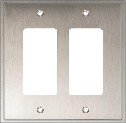 Henne Bery Soft Modern Decorative Wall Plate Switch Plate Outlet Cover (Double Decorator, Satin Nickel)