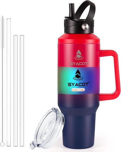 40 oz Tumbler with Handle and Straw or Convert to 40 oz Insulated Water Bottle by SYACOT
