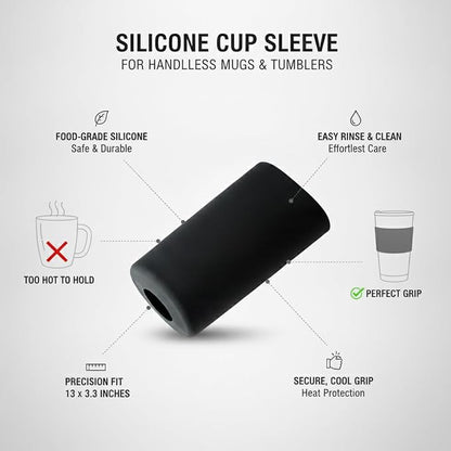 1 Pack Silicone Cup Sleeve for Handleless Mugs, Textured Grip Cover for - Image 5