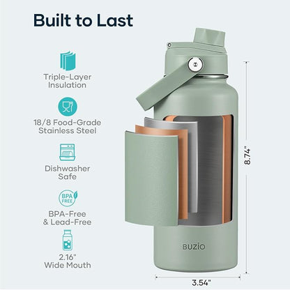 BUZIO Insulated Stainless Steel Water Bottle 32 oz - Image 4