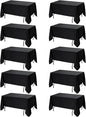 10-Pack Black Tablecloths for Rectangle Tables, 70 x 120 Inches, Stain-Resistant Polyester Fabric for 6 Foot Tables - Washable Table Covers for Weddings, Banquets, Birthday Parties, Events