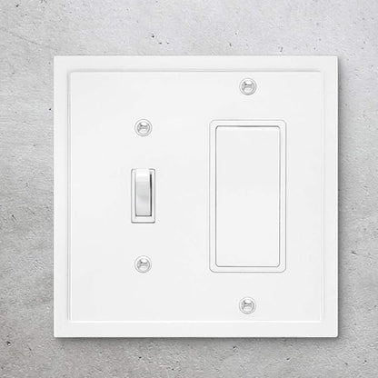 Henne Bery Modern Edge Decorative Wall Plate Switch Plate Outlet Cover, Durable Solid Zinc Alloy (Toggle/Decorator, White)
