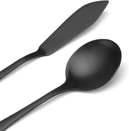 Matte Black Serving Set，SHARECOOK 5-Piece 18/0 Stainless Steel Large Hostess Set - Image 3