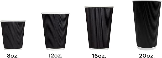 Karat 16oz Ripple Insulated Coffee Hot Cups Black Double Poly Lined Paper Hot - Image 8