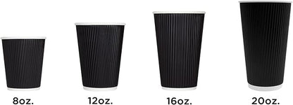 Karat 16oz Ripple Insulated Coffee Hot Cups Black Double Poly Lined Paper Hot - Image 8
