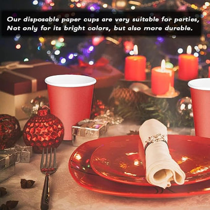 75 Pack 8 oz Disposable Paper Cups, Paper Coffee Cups-Red | Beverage Cups - Image 6
