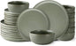 AmorArc Ceramic Dinnerware Sets, Wavy Rim Stoneware Plates and Bowls Sets,Dishwasher & Microwave & Oven Safe Dishes set, Service for 8 (24pc)