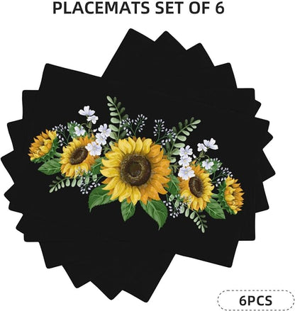 Fiokroo Sunflowers Wild Flowers Placemats Set of 6 Table Mats Table Tableware - Image 7