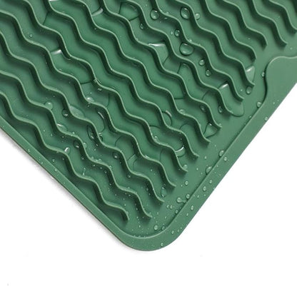 Silicone Dish Drying Mat for Multiple Usage,Easy clean,Eco-friendly,Heat-resistant Silicone Mat for Kitchen Counter or Sink,Refrigerator or drawer liner Green L 16 inches x 12 inches